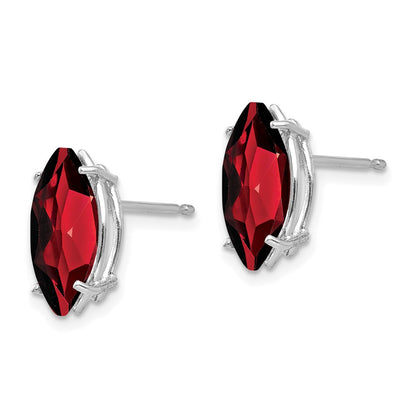 14k White Gold 10x5mm Marquise Garnet Earrings