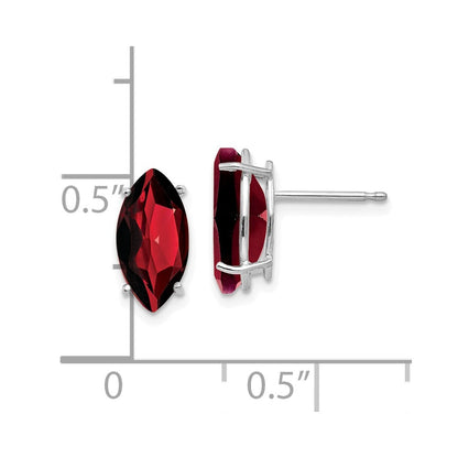 14k White Gold 10x5mm Marquise Garnet Earrings