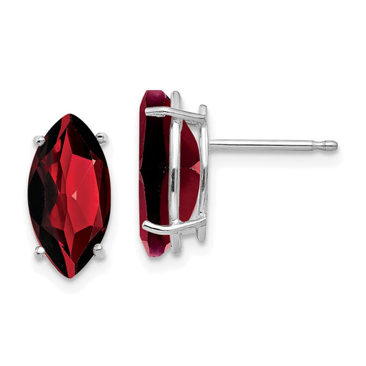 14k White Gold 10x5mm Marquise Garnet Earrings