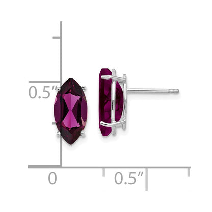 14k White Gold 10x5mm Rhodolite Garnet Marquise Stud Earrings