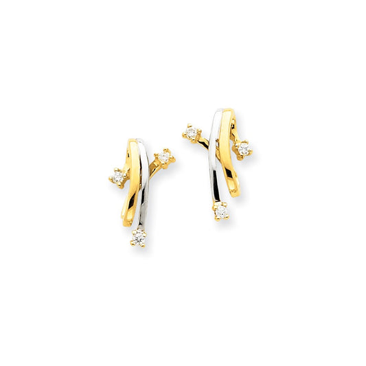 14k Yellow Gold & Rhodium Real Diamond Earrings