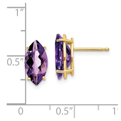 14k Yellow Gold 12x6mm Marquise Amethyst Earrings