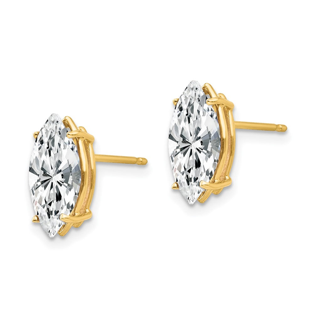 14k Yellow Gold 12x6mm Marquise Cubic Zirconia Earrings