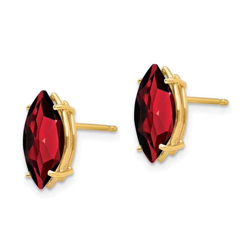 14k Yellow Gold Garnet Marquise Stud Earring