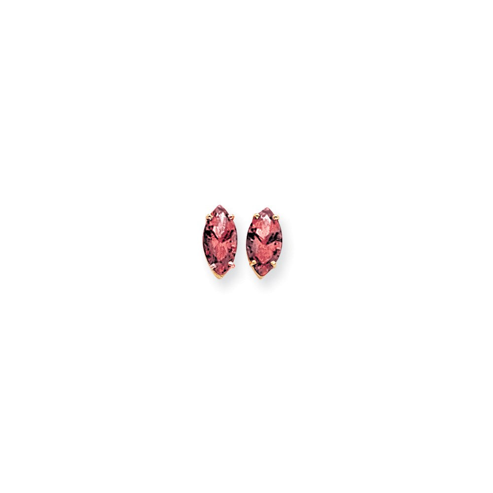 14k Yellow Gold 12x6mm Marquise Rhodolite Garnet earring