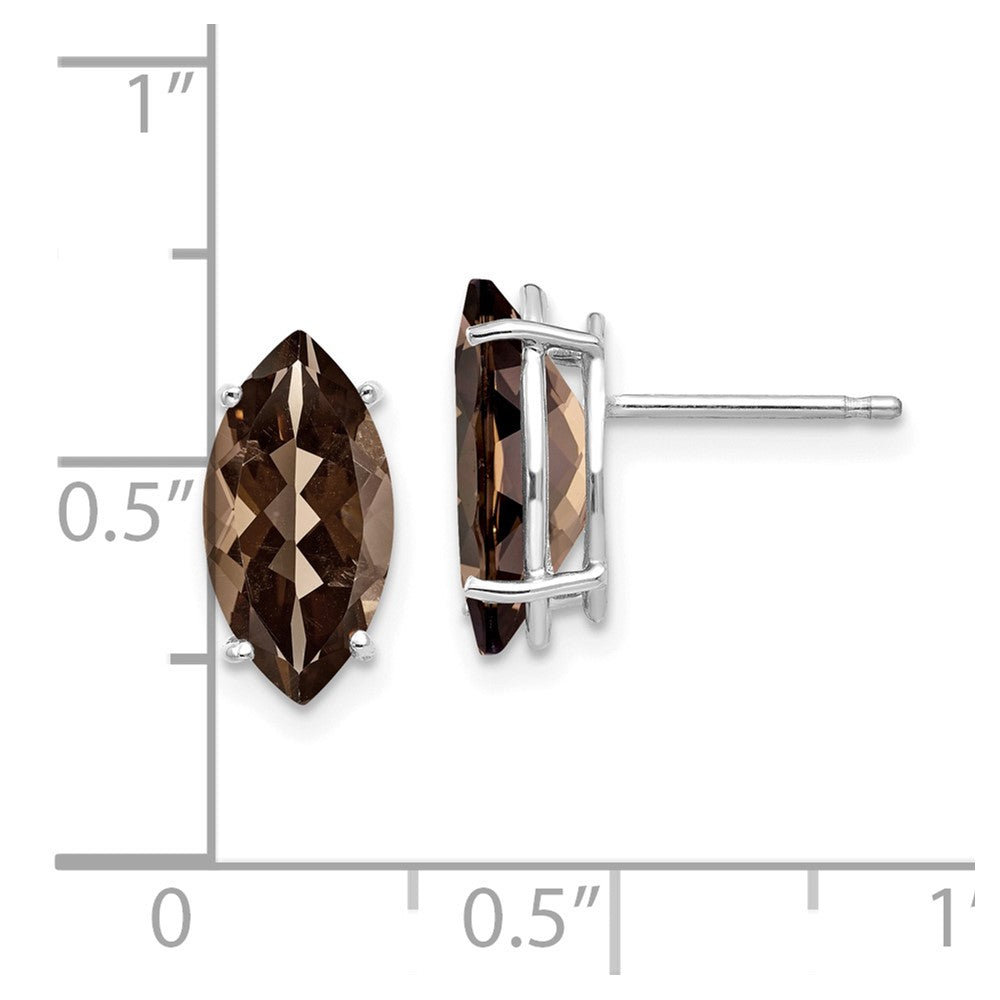 14k White Gold Marquise 4-Prong 12 x 6mm Smok Yellow Gold Quartz Earring