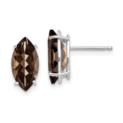 14k White Gold Marquise 4-Prong 12 x 6mm Smok Yellow Gold Quartz Earring