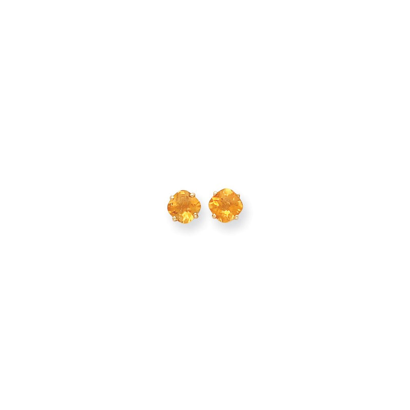 14k Yellow Gold 6x6mm Cushion Citrine Checker Earrings