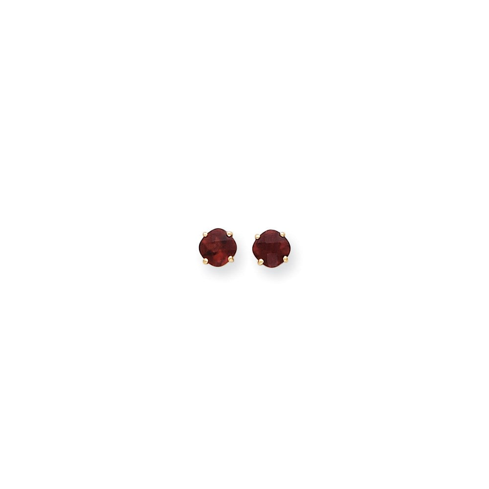 14k Yellow Gold 6x6mm Cushion Garnet Checker Earrings