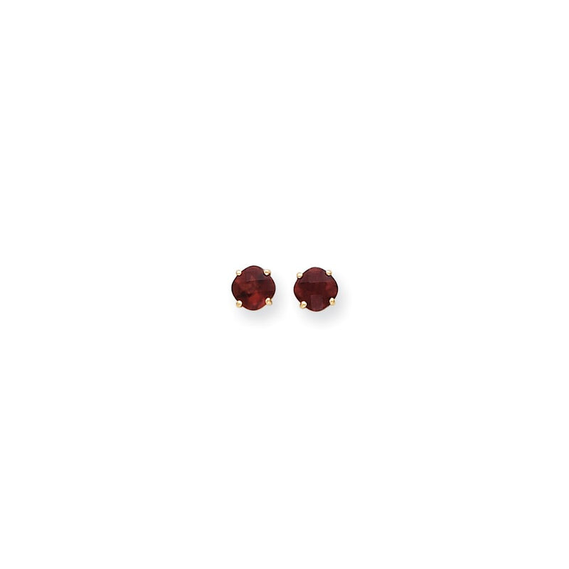 14k Yellow Gold 6x6mm Cushion Garnet Checker Earrings
