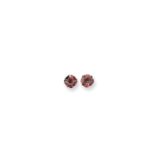14k White Gold 6x6mm Cushion Garnet Checker Earrings