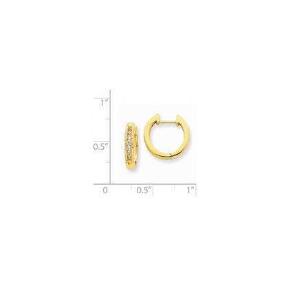 14k Yellow Gold Real Diamond Hoop Earrings