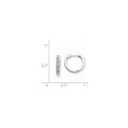 14k White Gold Real Diamond Hoop Earrings