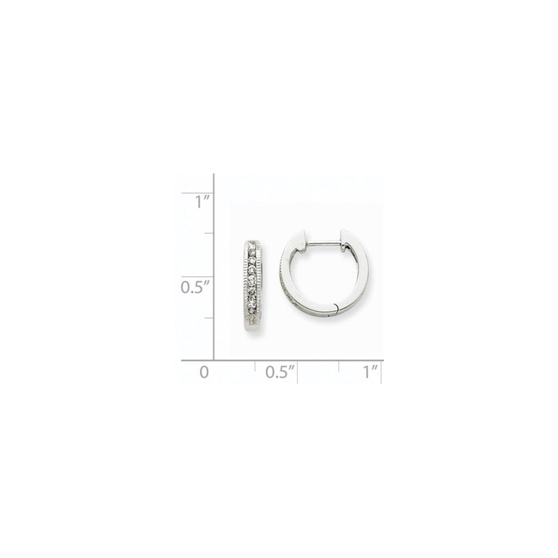 14k White Gold Real Diamond Hoop Earrings