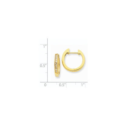 14k Yellow Gold Real Diamond Hoop Earrings