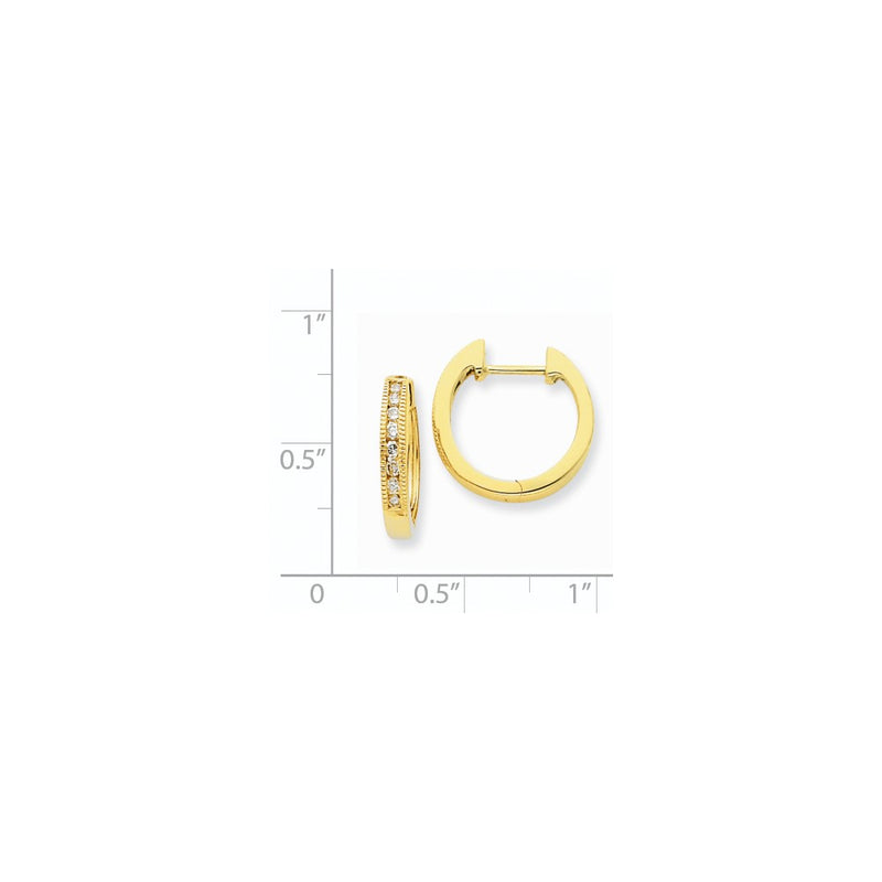 14k Yellow Gold Real Diamond Hoop Earrings