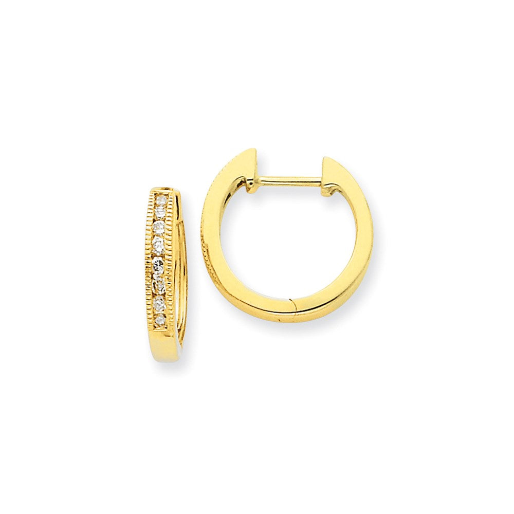 14k Yellow Gold Real Diamond Hoop Earrings
