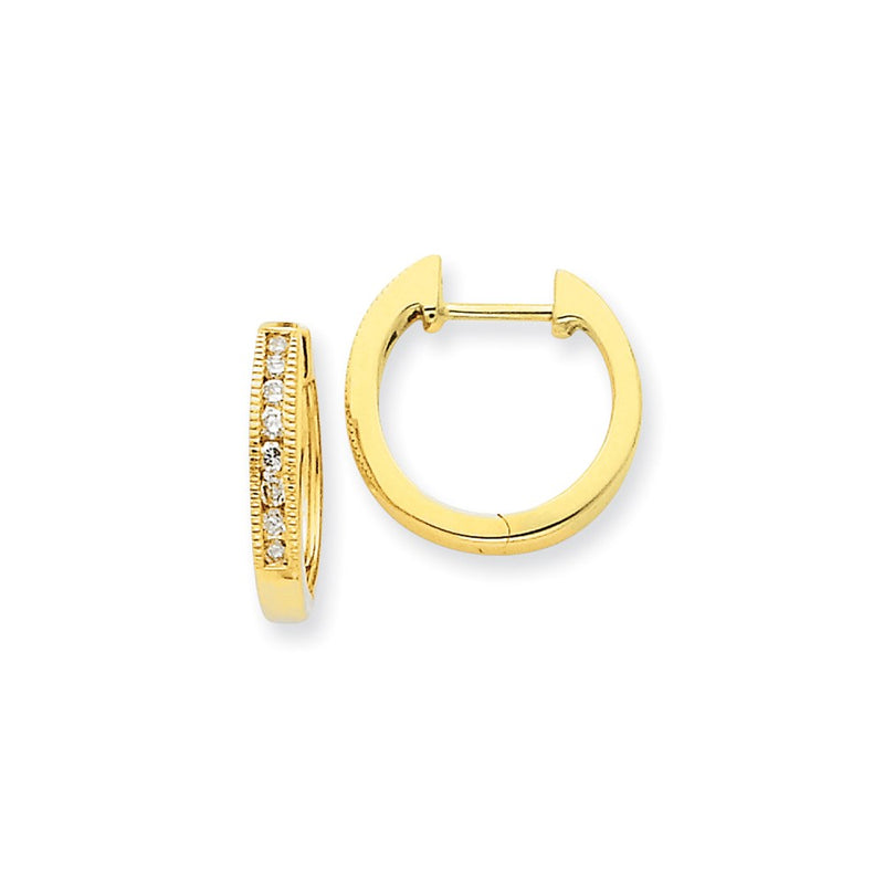 14k Yellow Gold Real Diamond Hoop Earrings