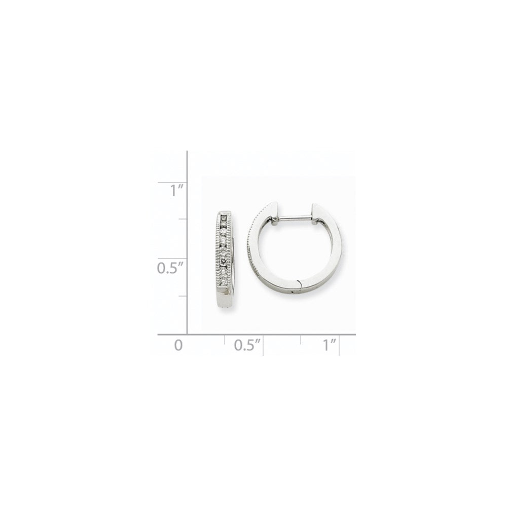 14k White Gold Real Diamond Hoop Earrings