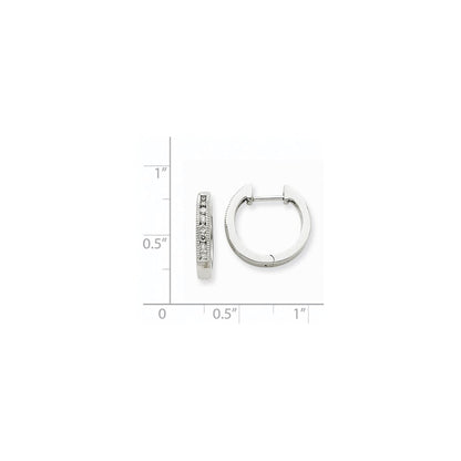 14k White Gold Real Diamond Hoop Earrings