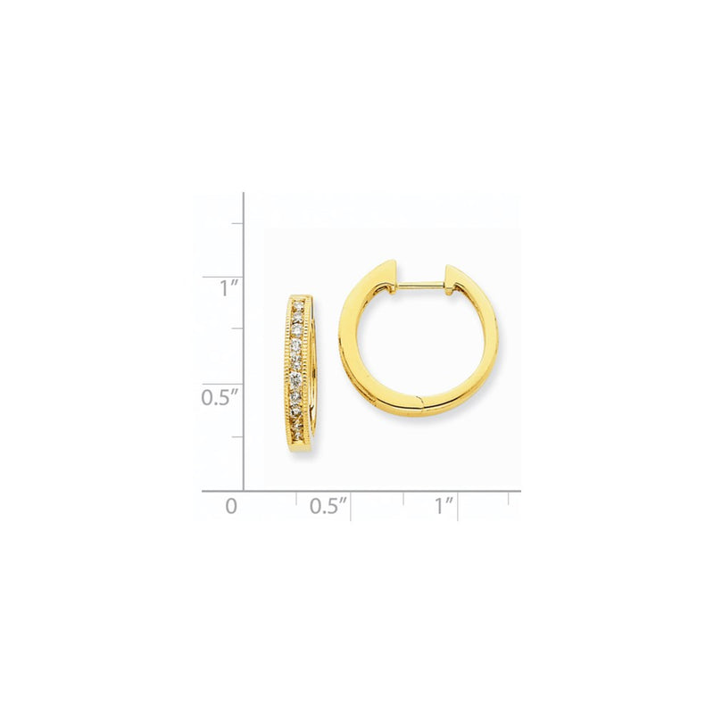 14k Yellow Gold Real Diamond Hoop Earrings