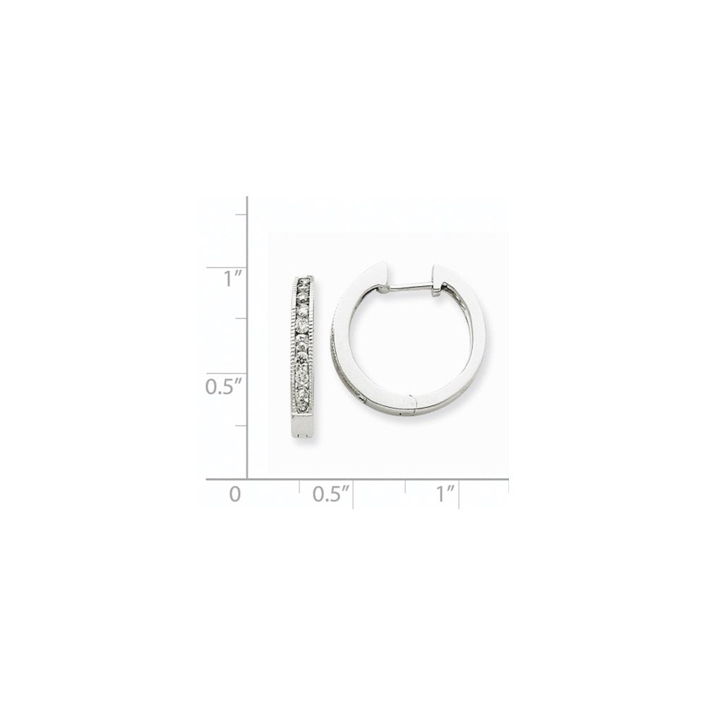 14k White Gold Real Diamond Hoop Earrings