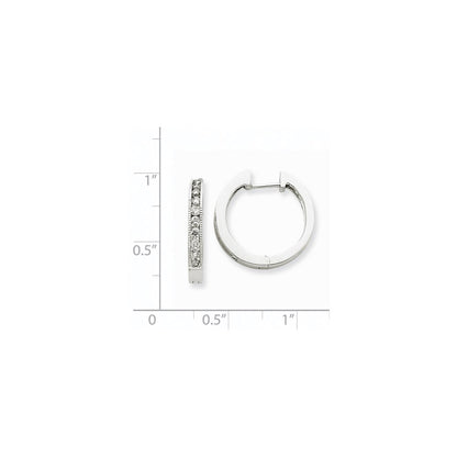 14k White Gold Real Diamond Hoop Earrings