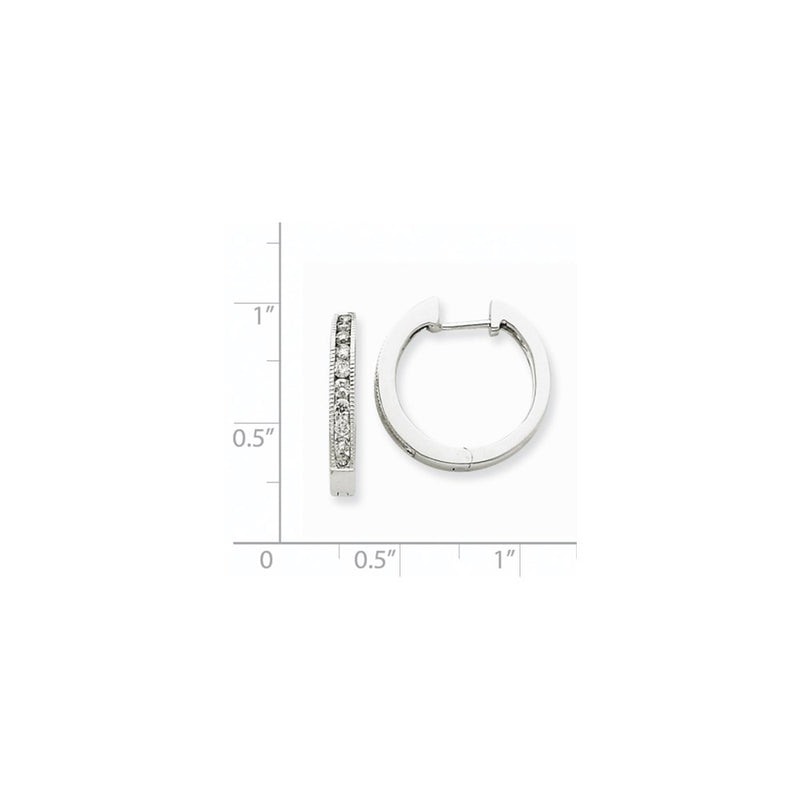 14k White Gold Real Diamond Hoop Earrings