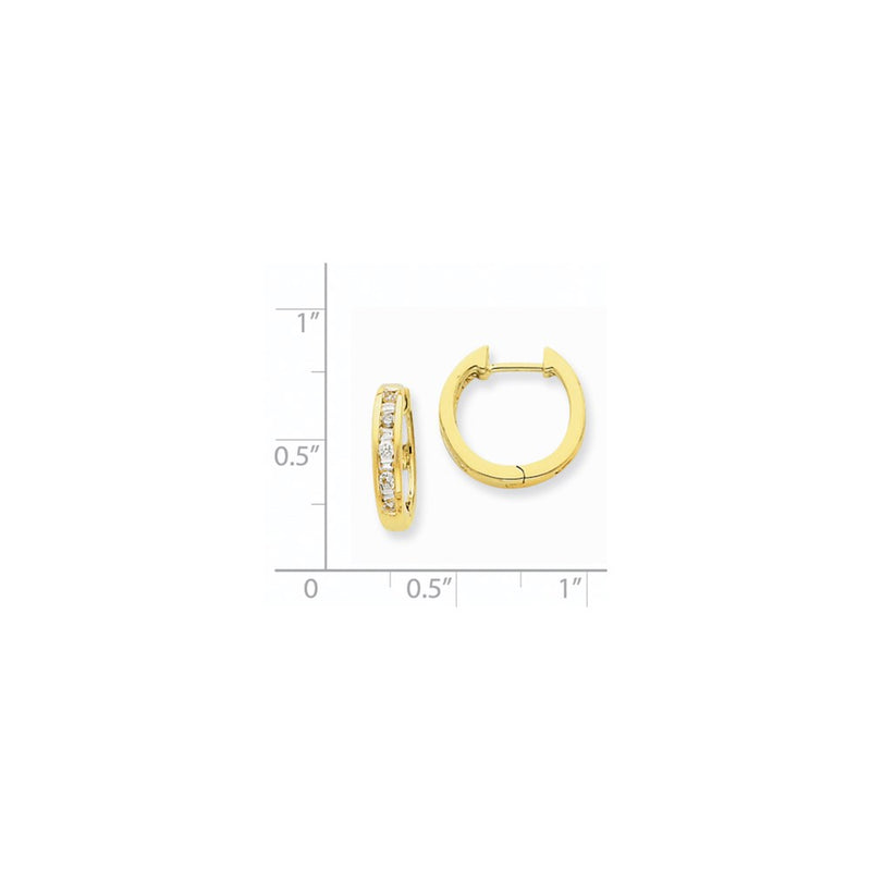 14k Yellow Gold Real Diamond Hoop Earrings