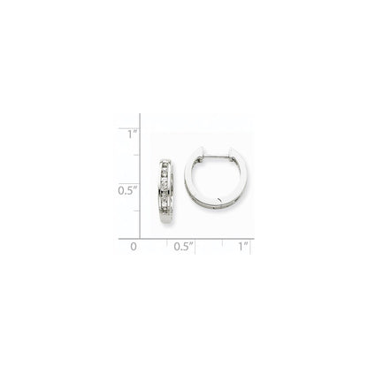 14k White Gold Real Diamond Hoop Earrings