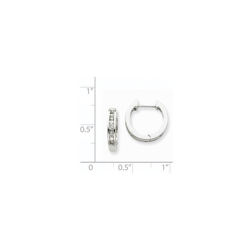 14k White Gold Real Diamond Hoop Earrings