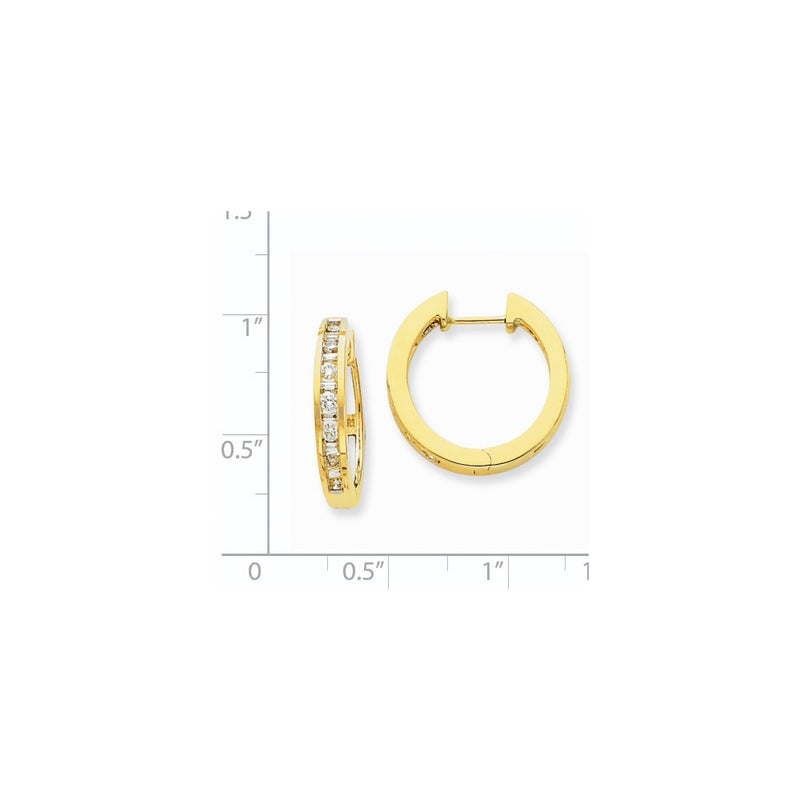 14k Yellow Gold Real Diamond Hoop Earrings