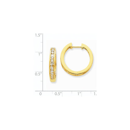 14k Yellow Gold Real Diamond Hoop Earrings