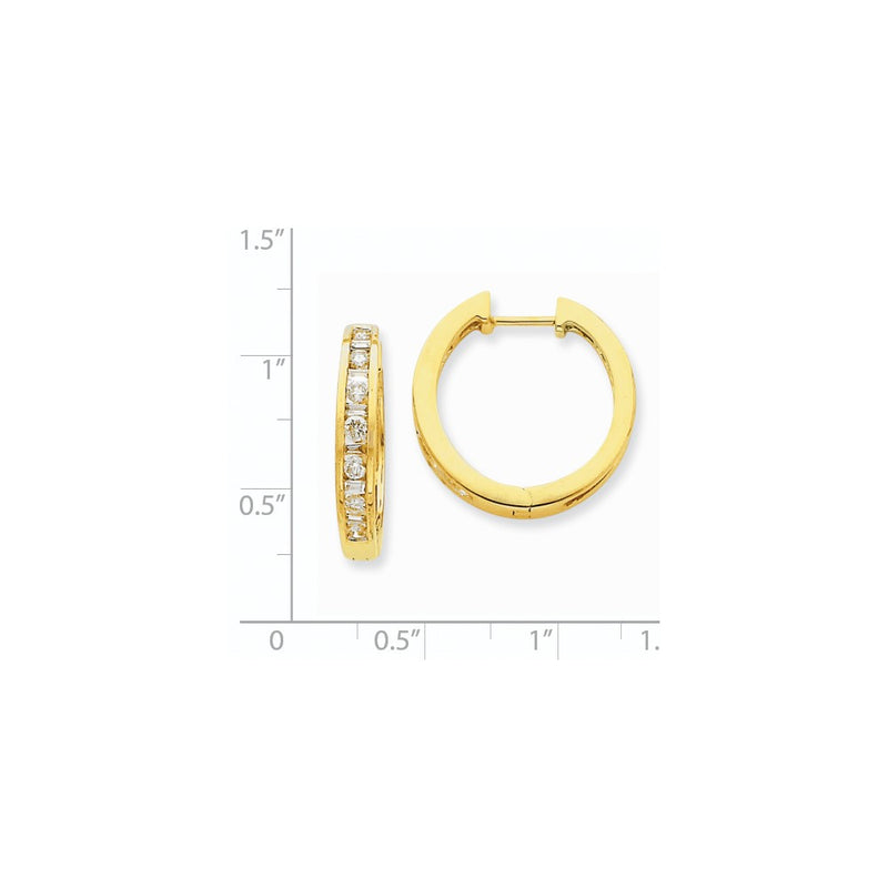 14k Yellow Gold Real Diamond Hoop Earrings