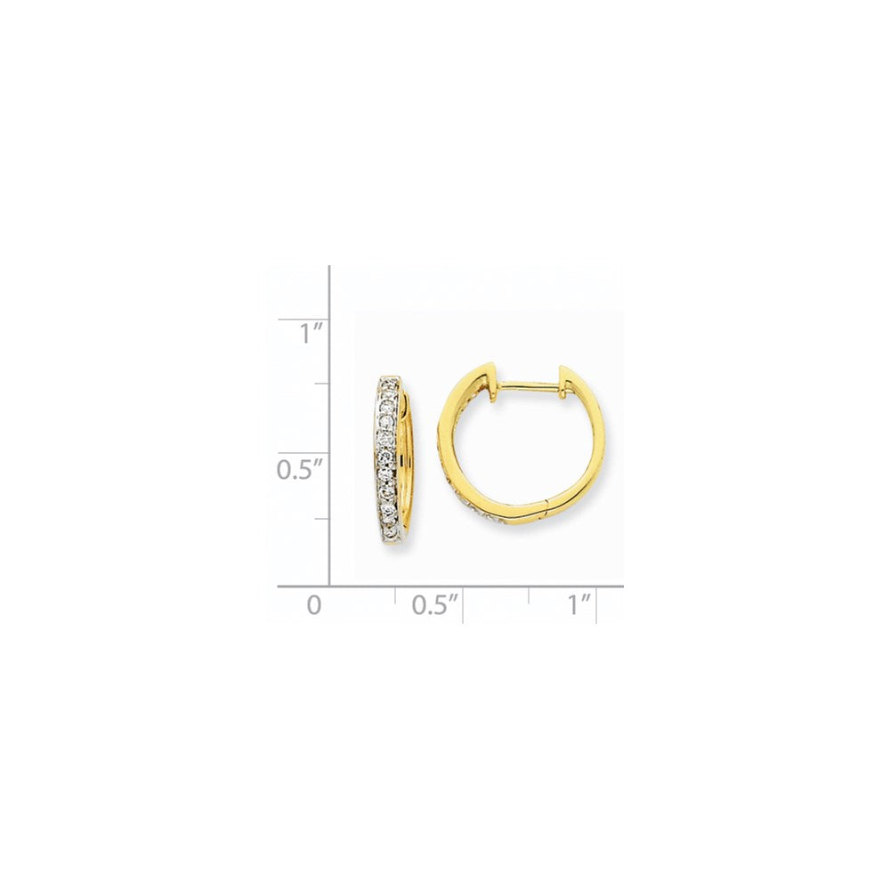 14k Yellow Gold Real Diamond Hoop Earrings