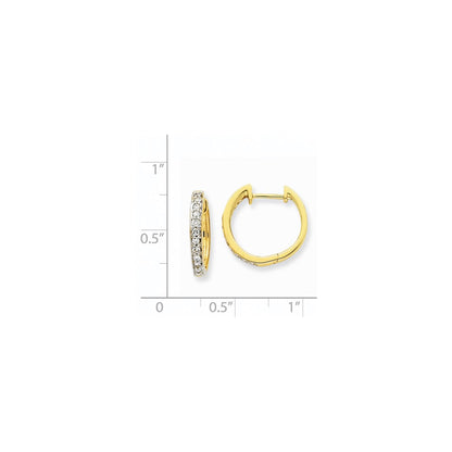 14k Yellow Gold Real Diamond Hoop Earrings