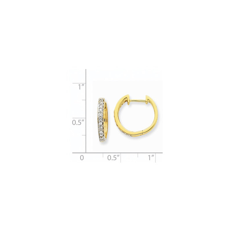 14k Yellow Gold Real Diamond Hoop Earrings