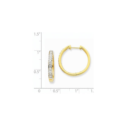14k Yellow Gold Real Diamond Hoop Earrings