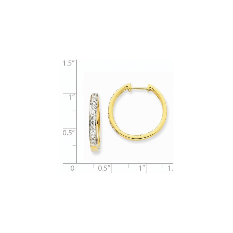 14k Yellow Gold Real Diamond Hoop Earrings