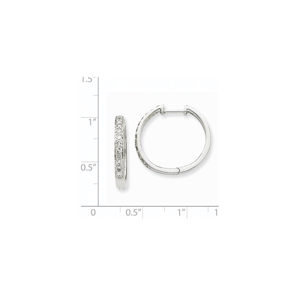 14k White Gold Real Diamond Hoop Earrings