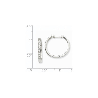 14k White Gold Real Diamond Hoop Earrings