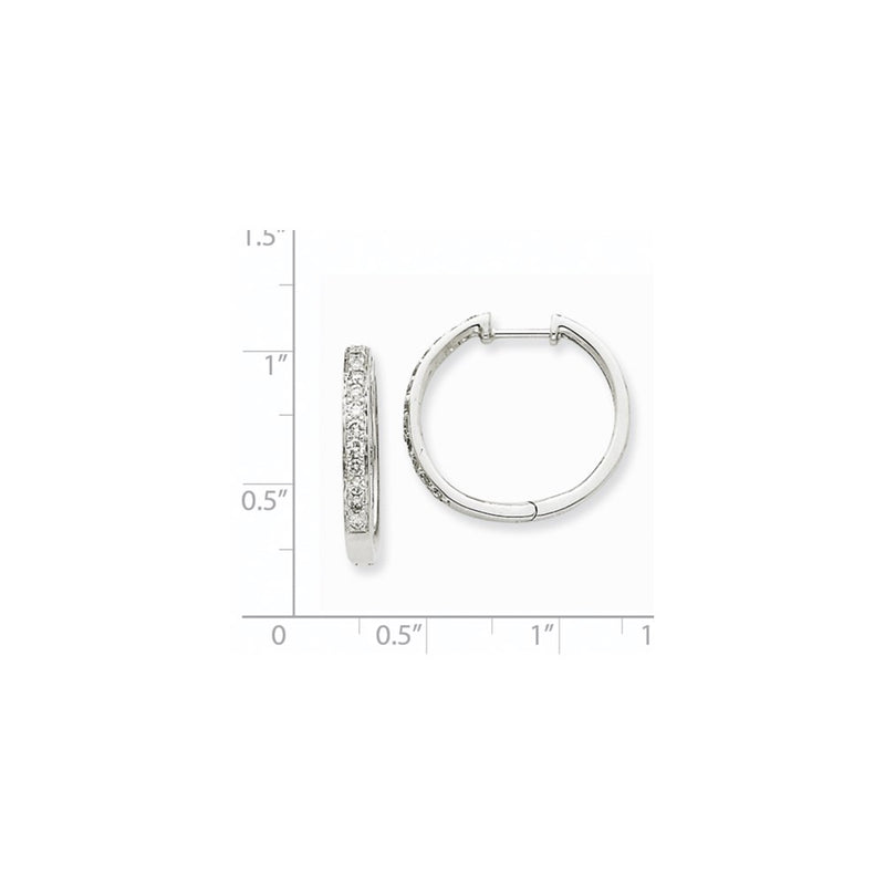 14k White Gold Real Diamond Hoop Earrings
