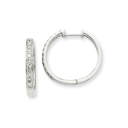 14k White Gold Real Diamond Hoop Earrings