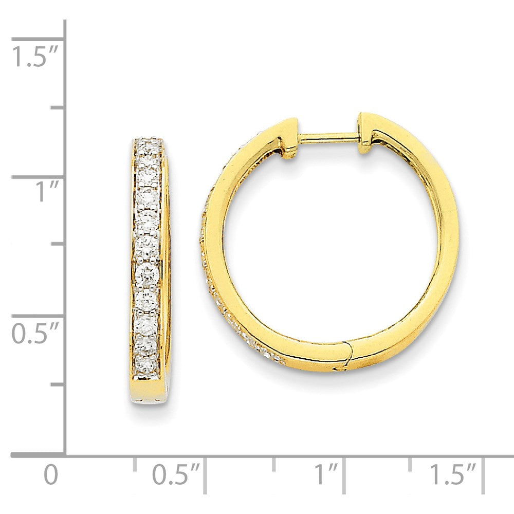 14k Yellow Gold Real Diamond Hoop Earrings