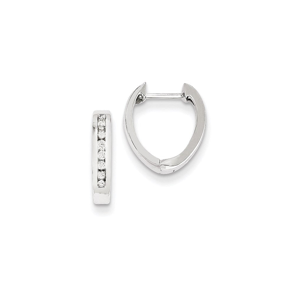 14k White Gold AA Real Diamond Hoop Earrings