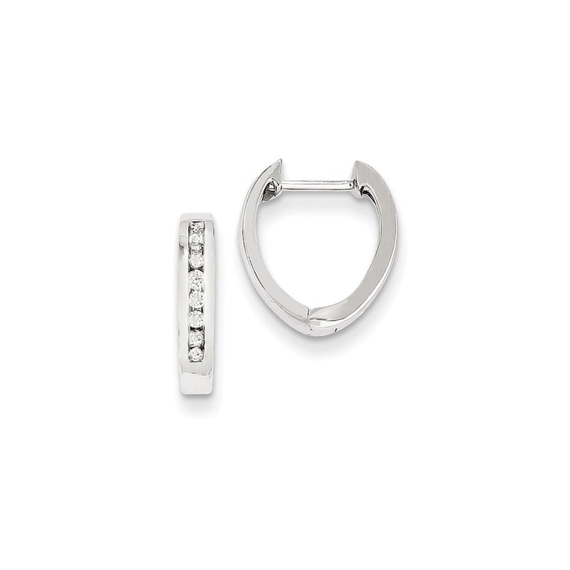 14k White Gold AA Real Diamond Hoop Earrings