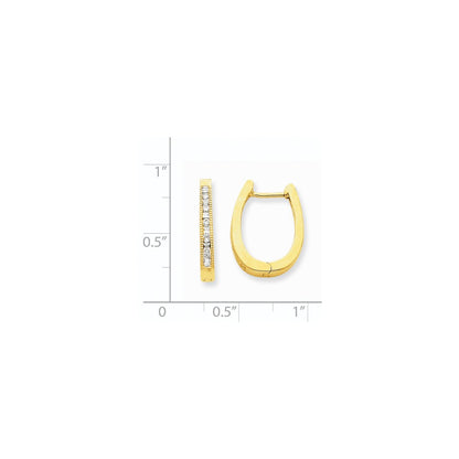 14k Yellow Gold Real Diamond Hoop Earrings