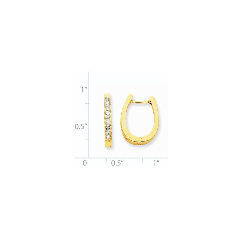 14k Yellow Gold Real Diamond Hoop Earrings