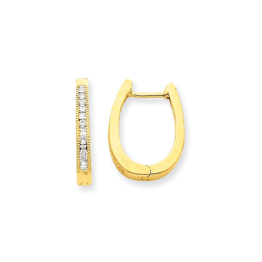 14k Yellow Gold Real Diamond Hoop Earrings