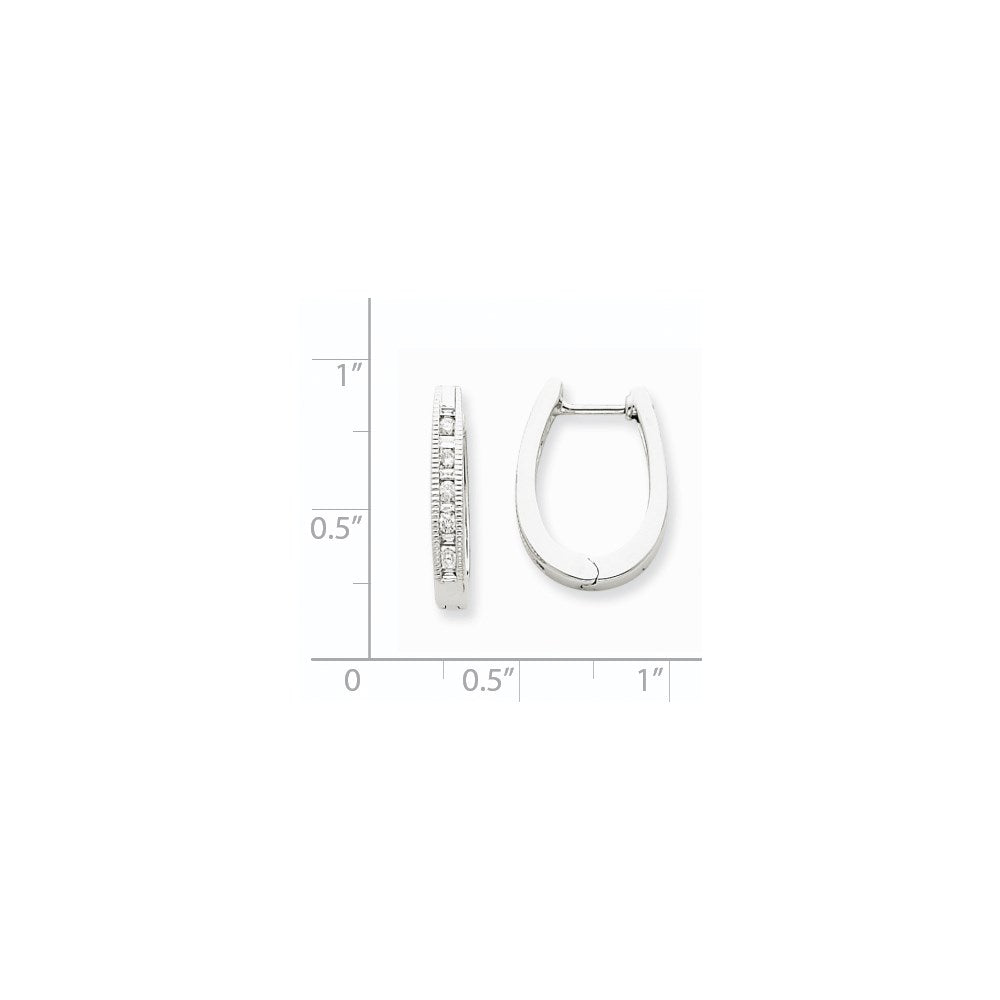 14k White Gold Real Diamond Hoop Earrings